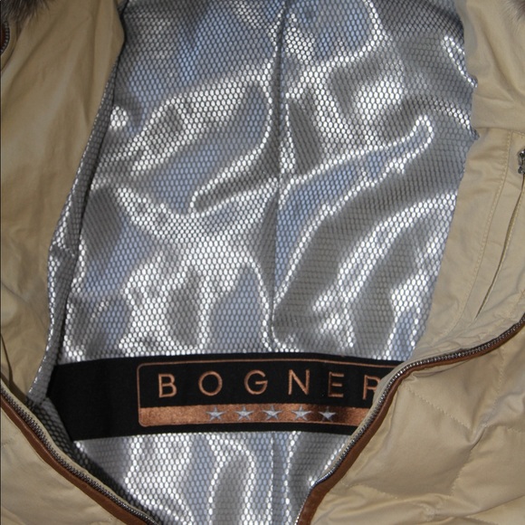 Vintage BOGNER Quilted Down Jacket with Real Fur Collar - Picture 10 of 16